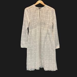 POL Ivory Crochet Lace Midi Dress S | Boho Bridal Cottagecore Festival